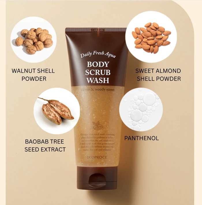 DEOPROCE Body Scrub Wash Citrus & Woody Scent - 200ml alternate