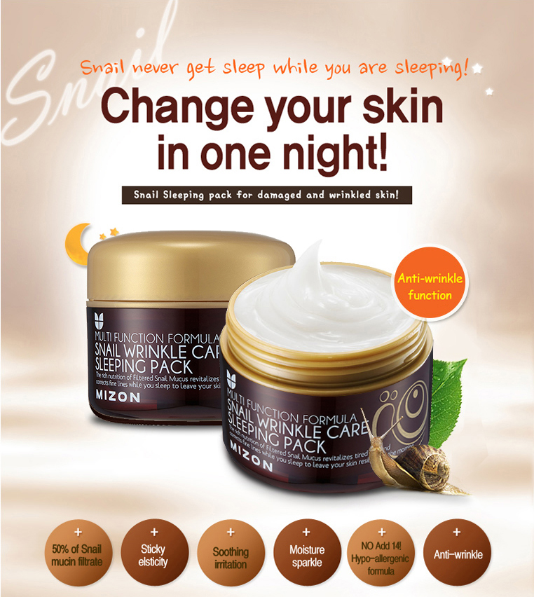 Snail Wrinkle Care Sleeping Pack Products Benefits Listed